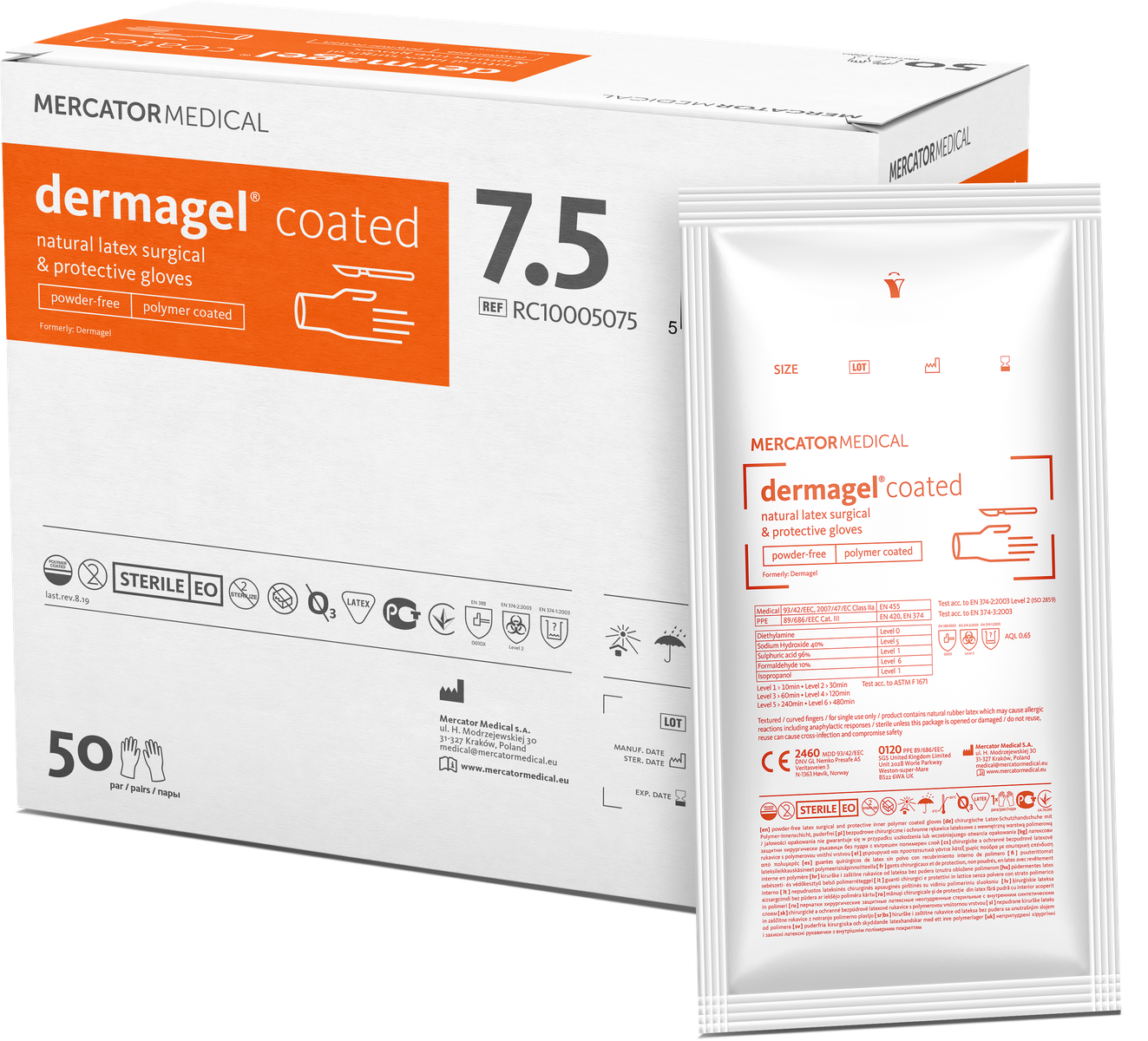 Latexové rukavice "dermagel® coated" | bez púdru | 1 pár