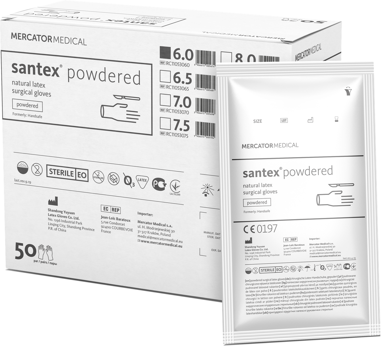 Latexové rukavice "santex® powdered" | s púdrom | 1 pár