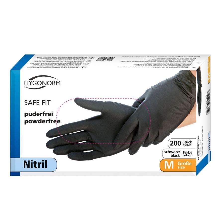 Nitrilové rukavice "Safe Fit Black" | bez púdru | 100 ks