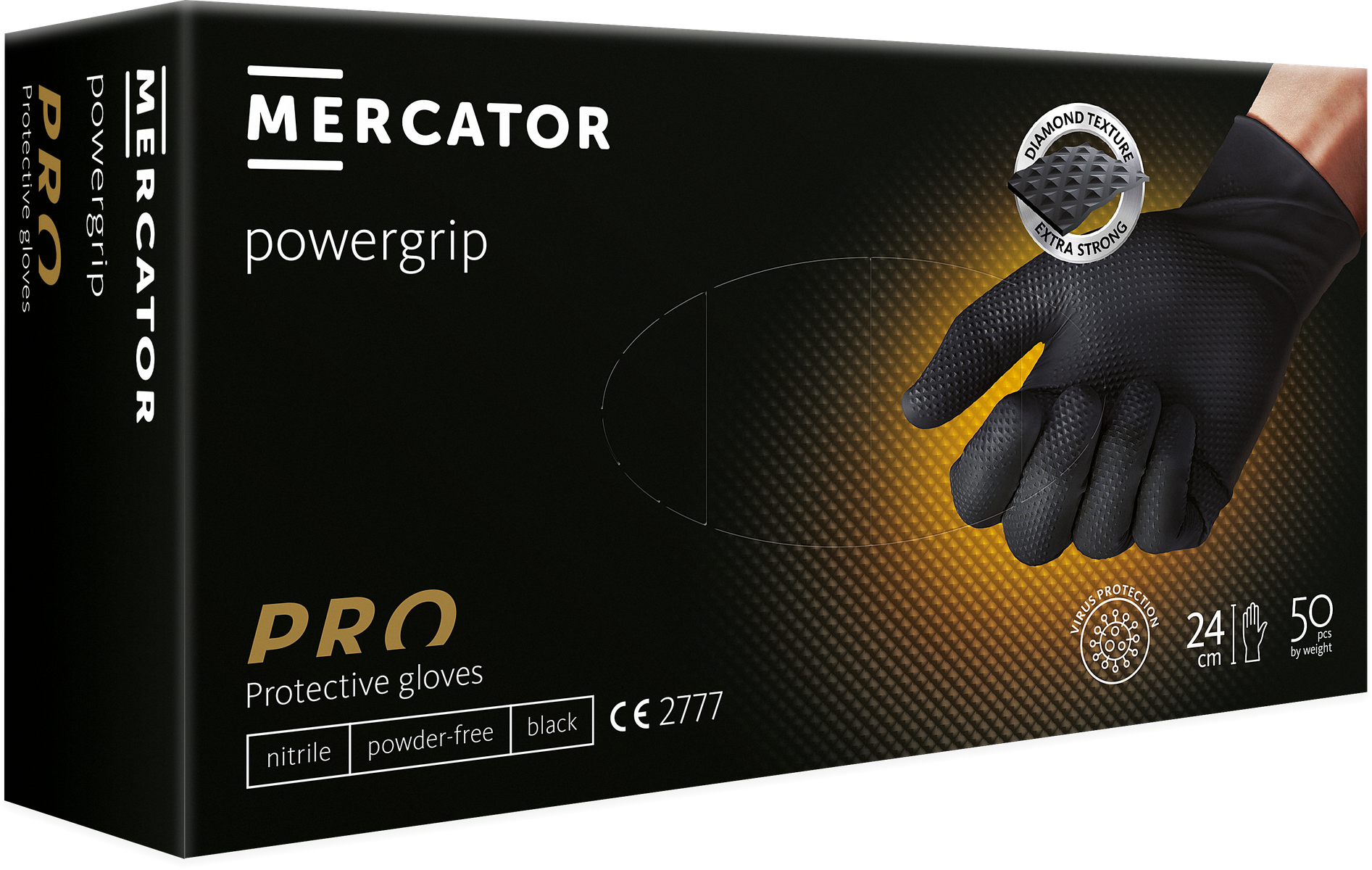 Nitrilové rukavice "Powergrip Black" | bez púdru  | 50 KS