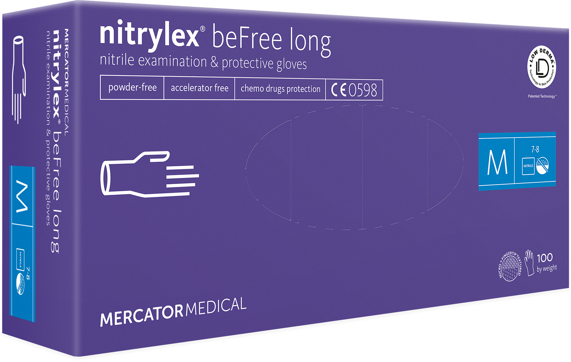 Nitrilové rukavice nitrylex® BeFree Long | bez púdru | 100 ks