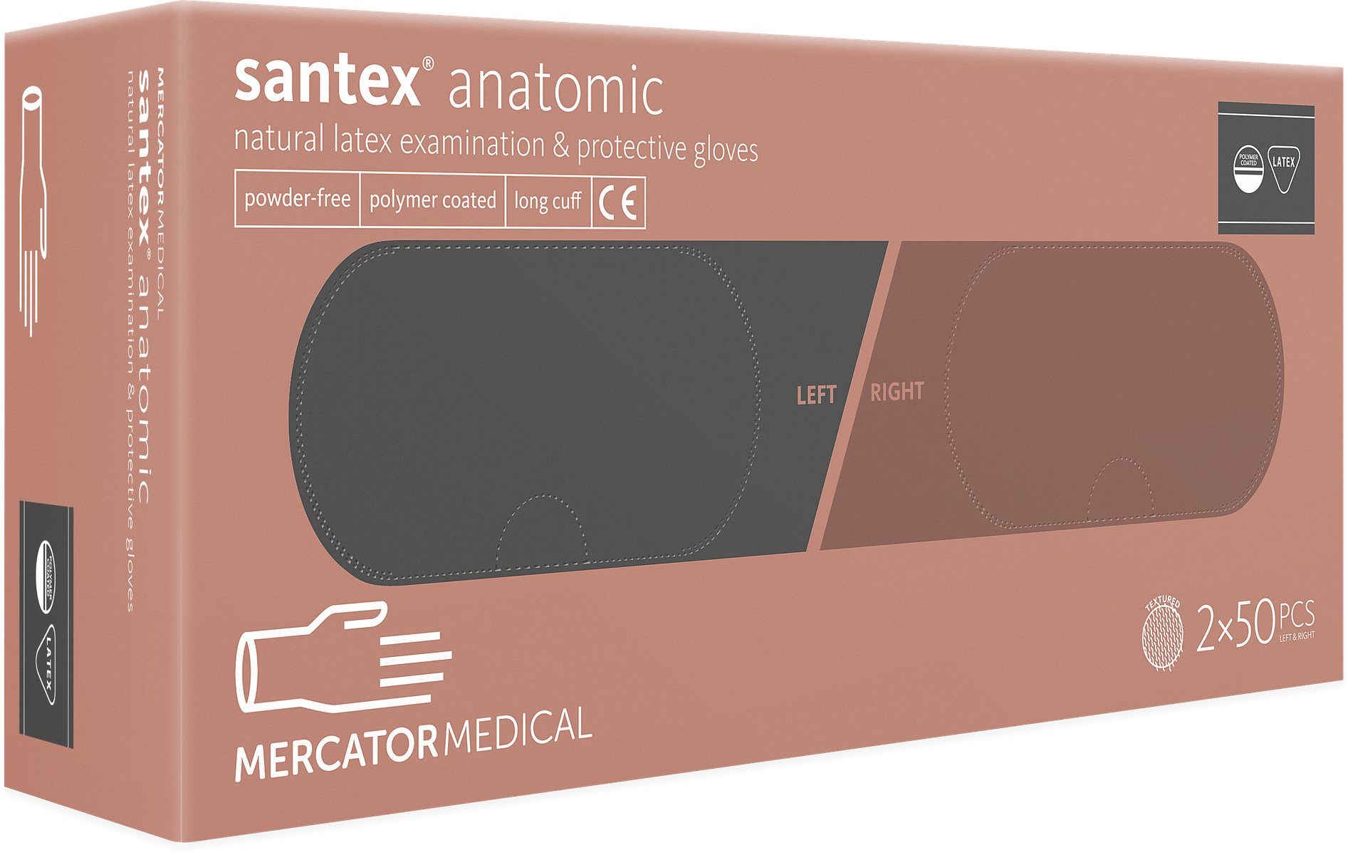 Latexové rukavice "santex® anatomic PF" | bez púdru | 100KS