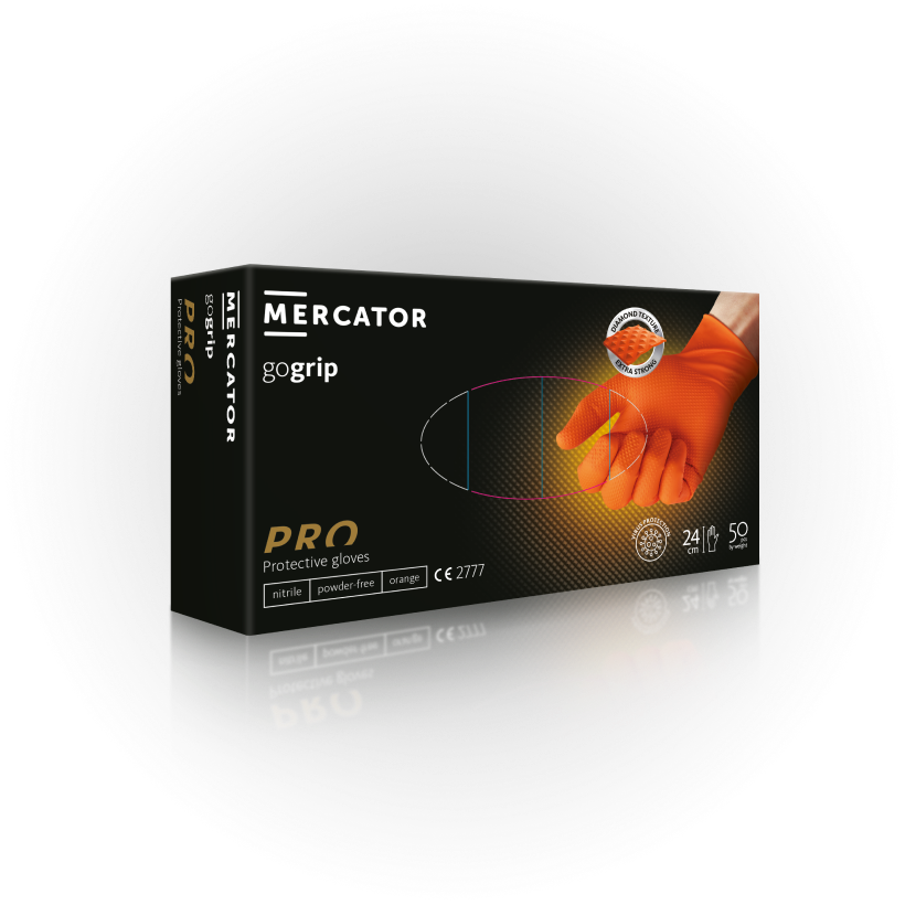 Nitrilové rukavice "Powergrip Orange" | bez púdru  | 50 KS