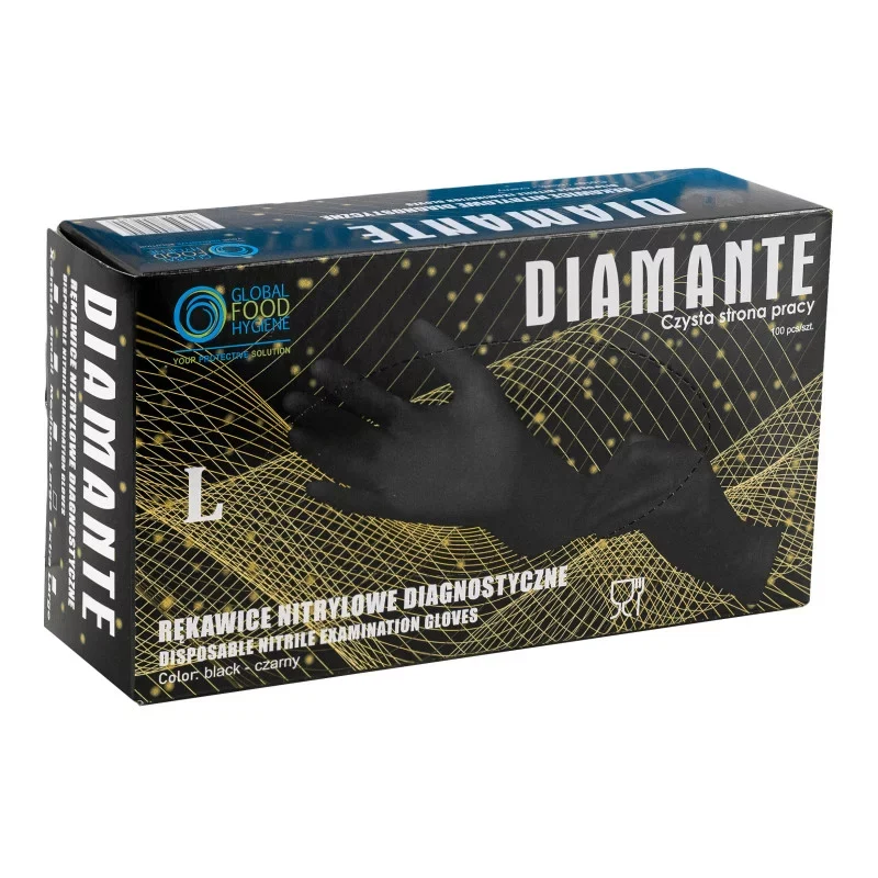 Nitrilové rukavice "DIAMANTE Black" | bez púdru | 100 KS